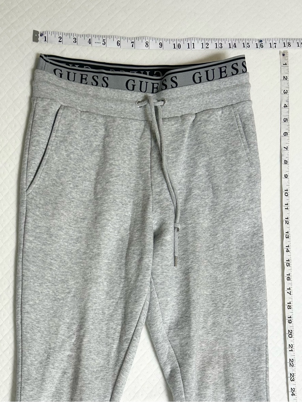 GUESS Light Gray Men's Fleece Joggers with Branded Waistband